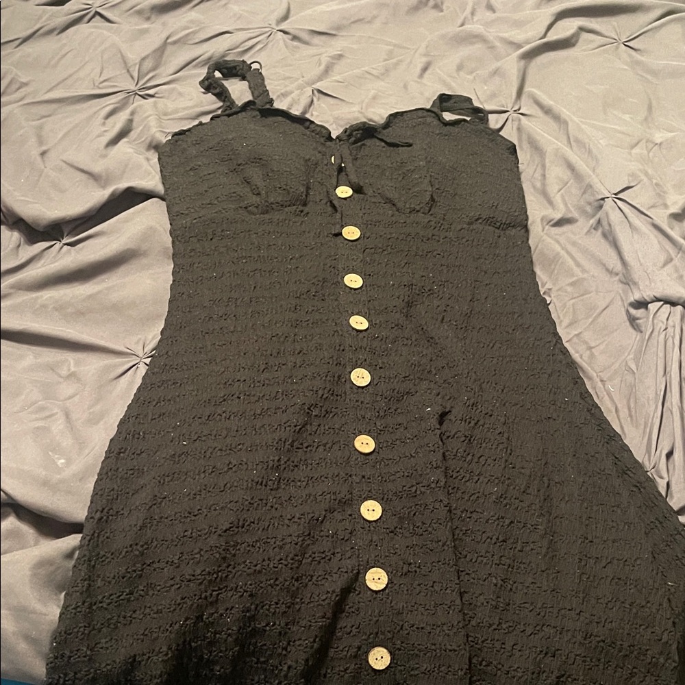 Elegant Black Button-Down Dress